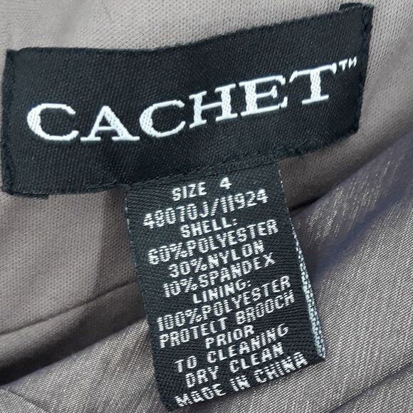 Vtg 80's Cache Formal Dress Iridescent Metallic Purple Off Shoulder Bodycon Sz 2 - Picture 8 of 10